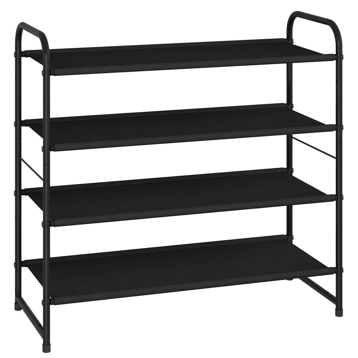 4-Tier Stackable Shoe Rack, Adjustable Fabric Shelf Organizer for 12-16 Pairs