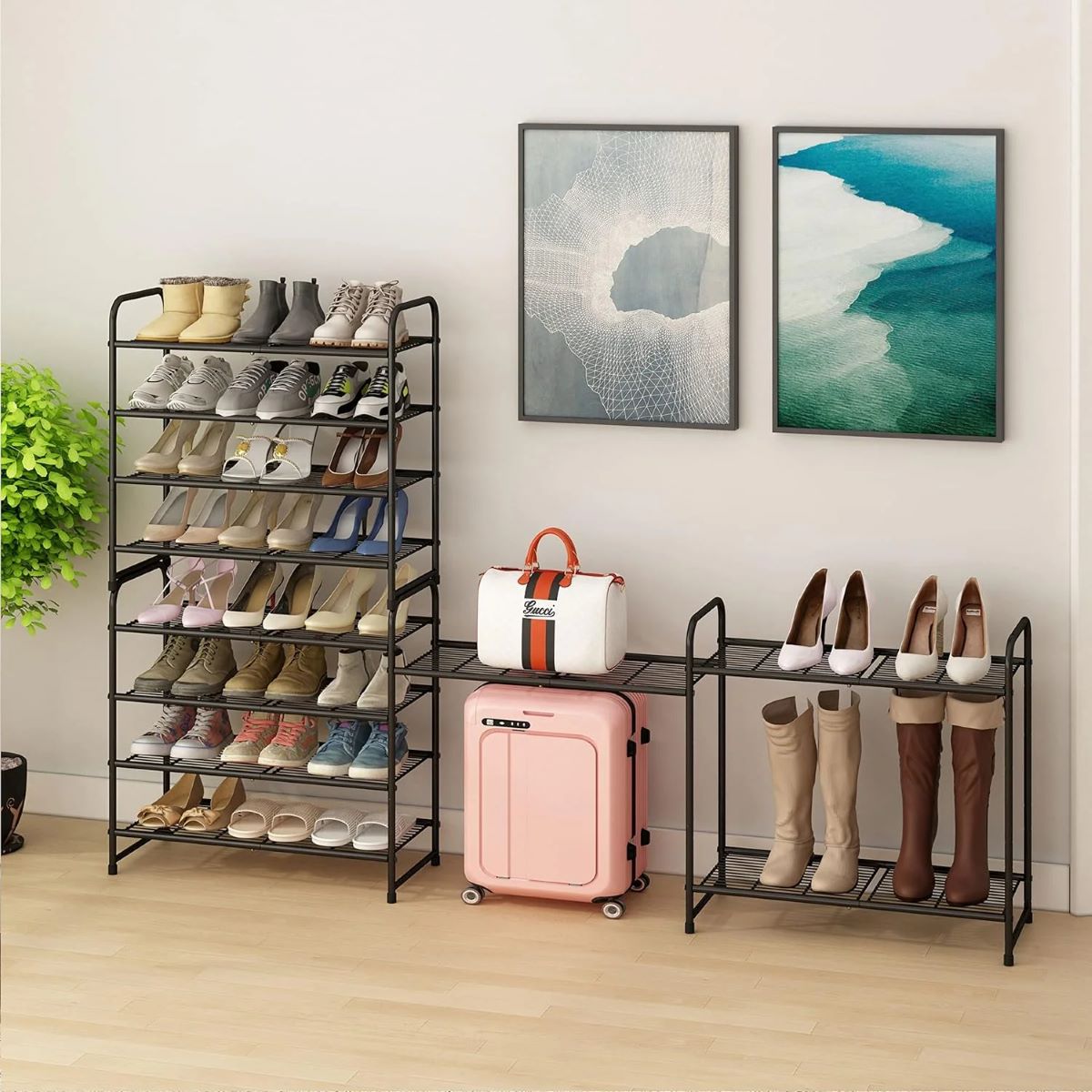 Expandable 4-Tier Shoe Rack: Adjustable Storage Organizer for 12-15 Pairs
