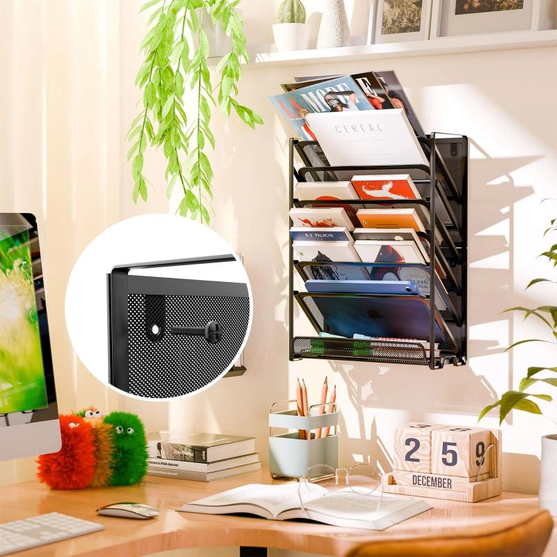 7-Tier Wall File Organizer with Mesh Design for Home and Office Storage