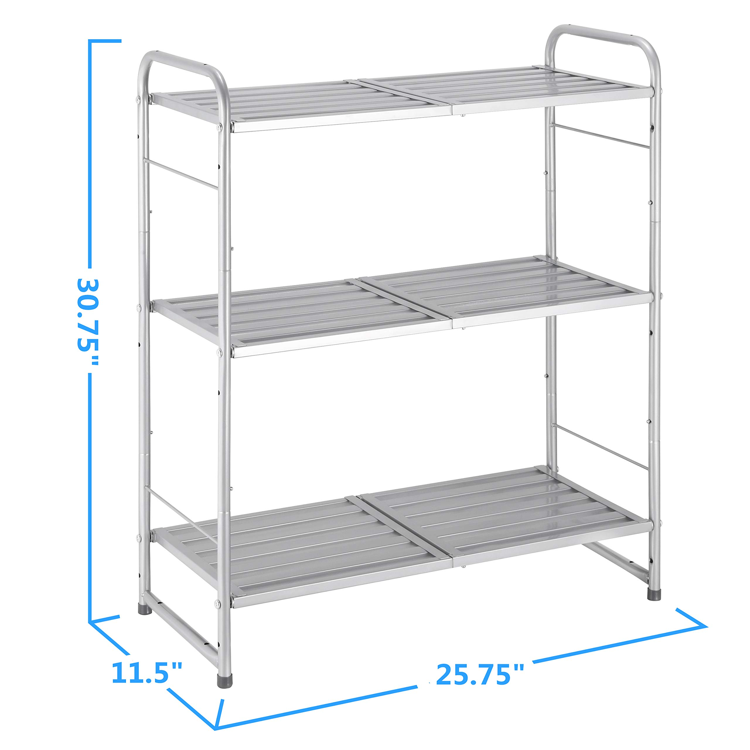 3-Tier Stackable Wire Shelving Unit Storage Rack, Kitchen Storage Cabinet Shelf Organizer
