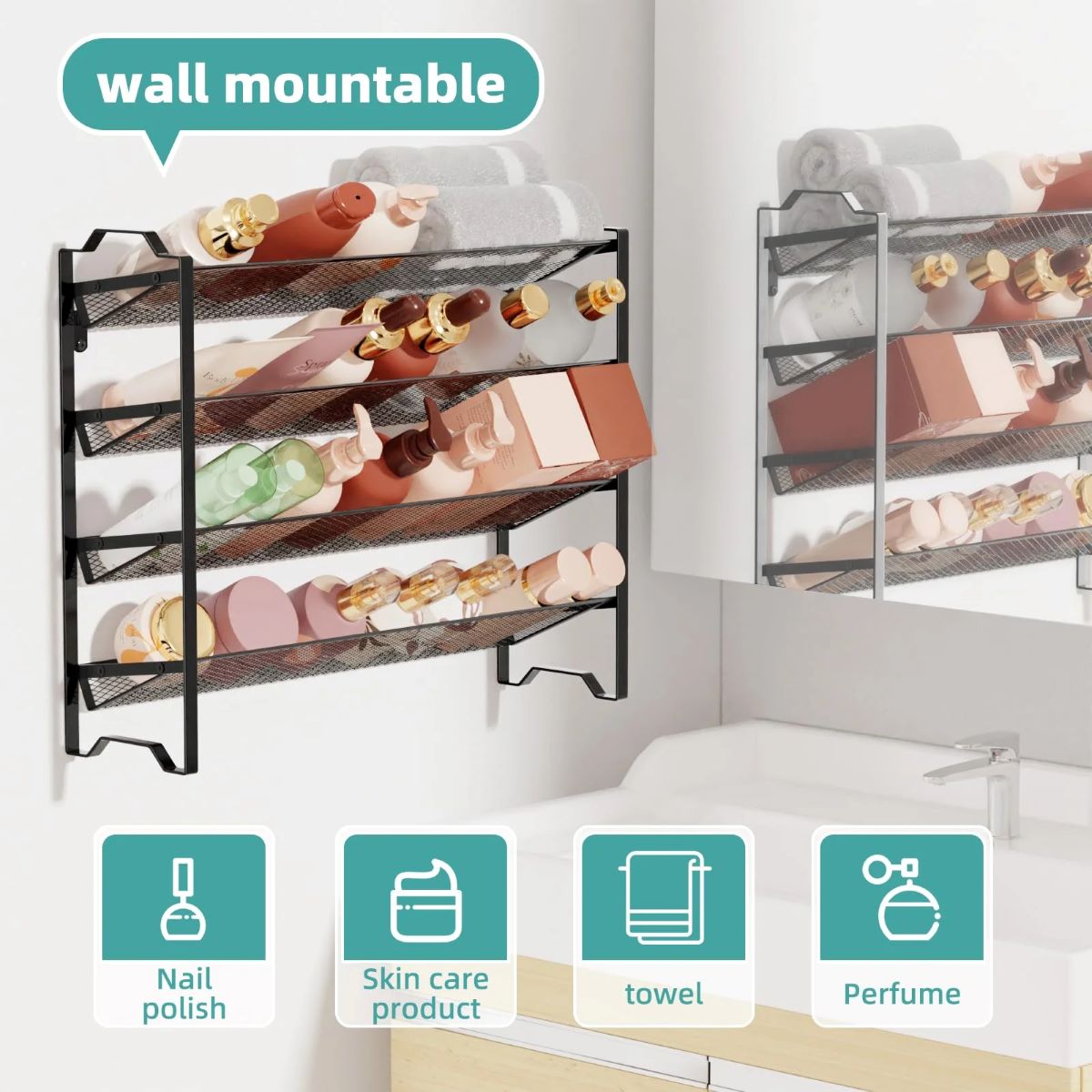 2-Pack 4 Tier Spice Rack Organizer - Stackable Kitchen Shelf for Jars