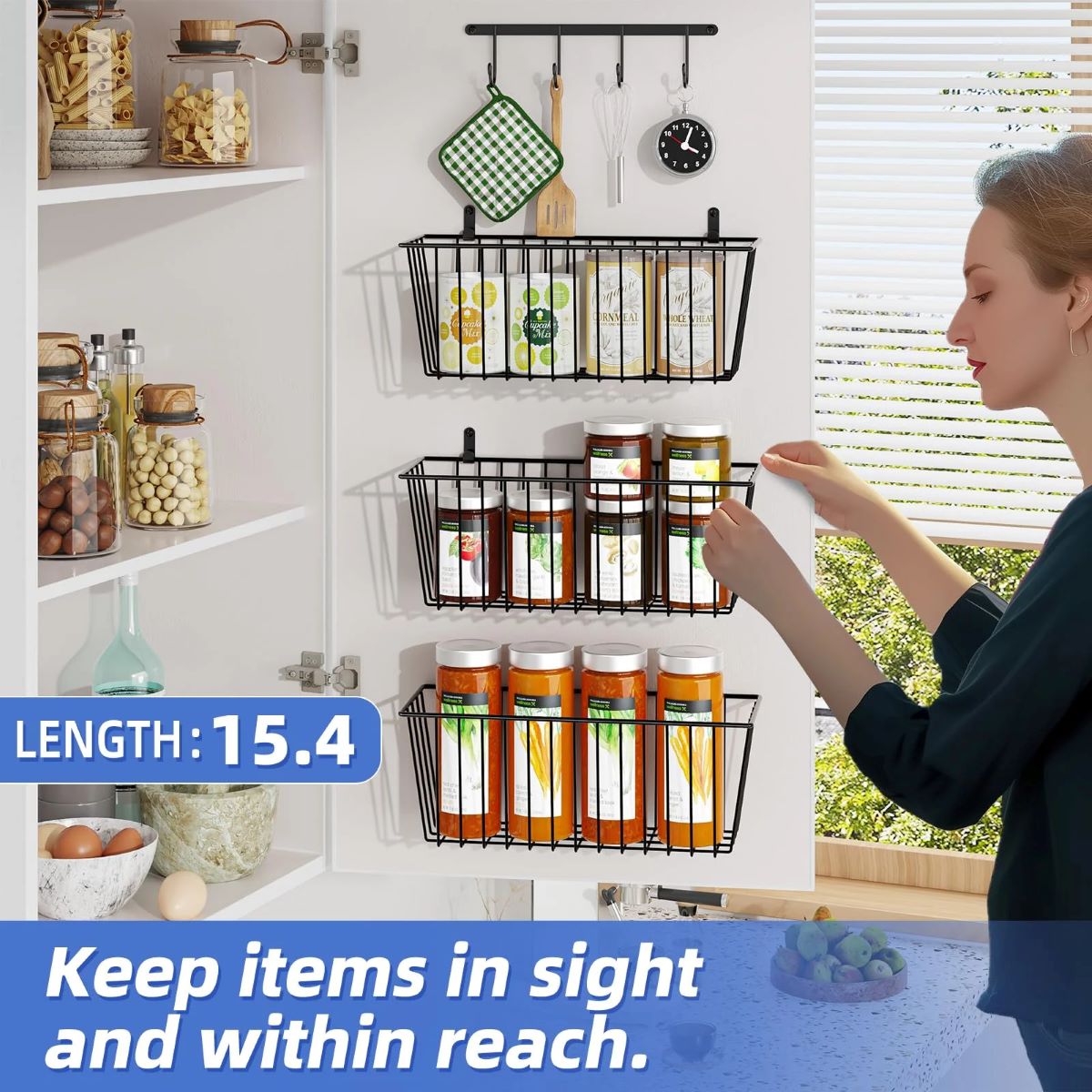 8-Pack Wall Mount Spice Rack Organizer for 192 Spice Jars with Hooks