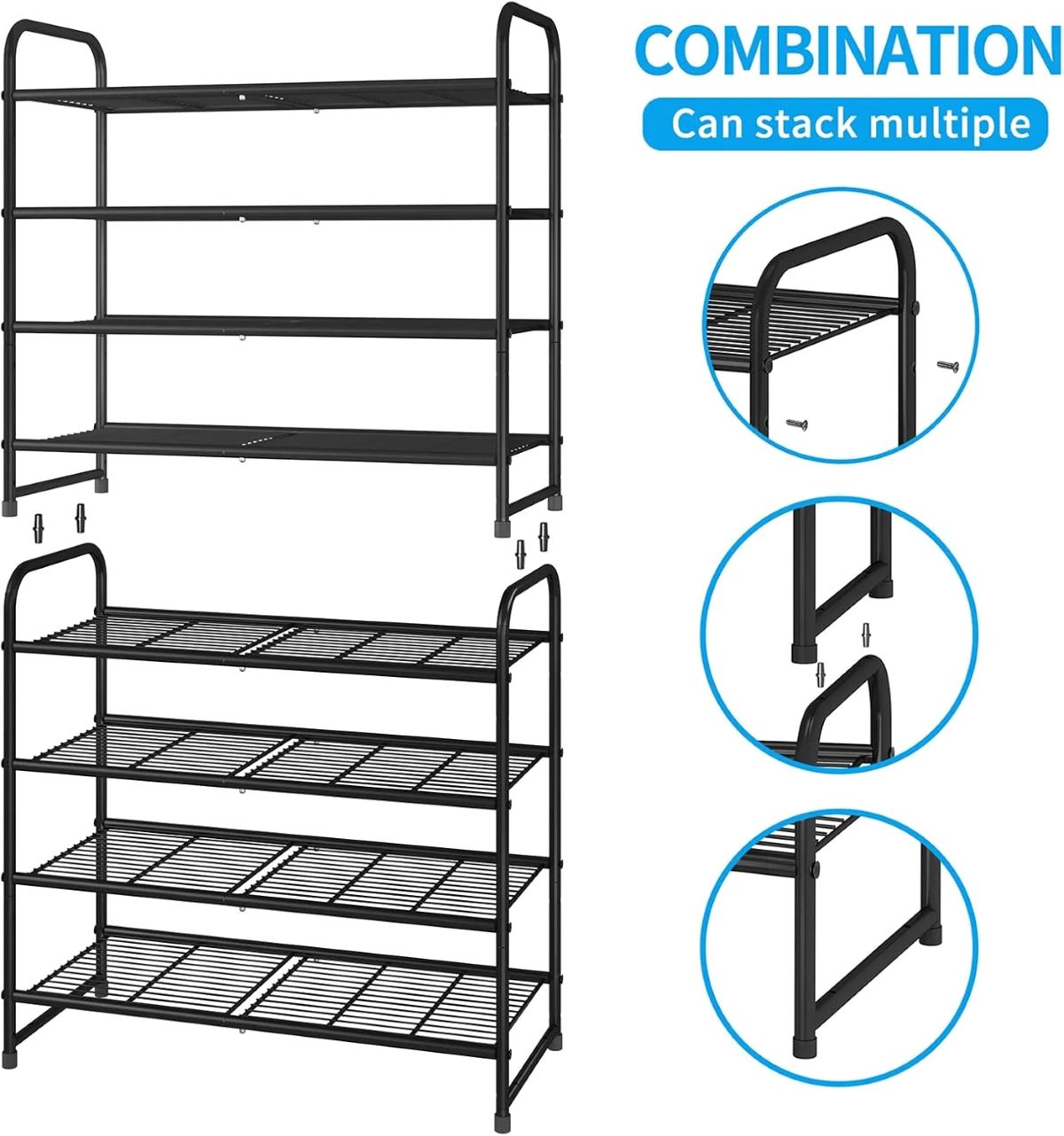Expandable 4-Tier Shoe Rack: Adjustable Storage Organizer for 12-15 Pairs