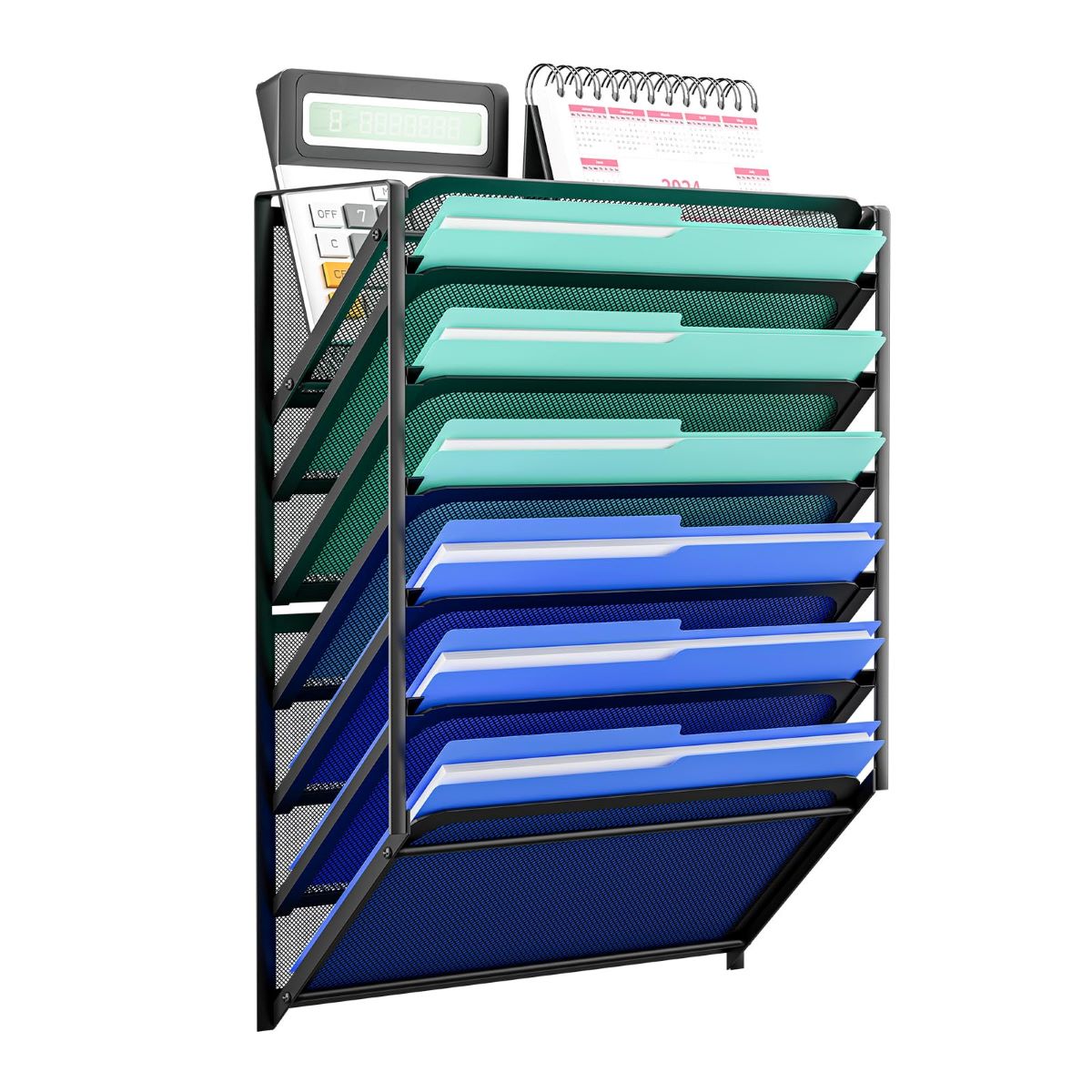 7-Pocket Mesh Wall File Organizer for Home, Office & School Storage