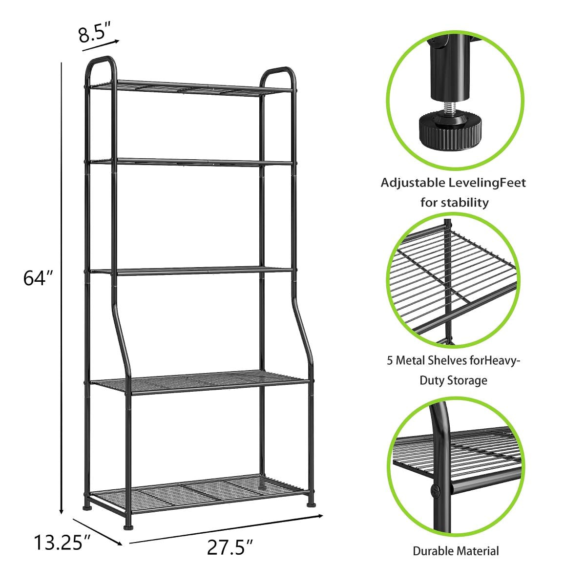 5-Tier Waterproof Metal Plant Stand - Indoor Outdoor Shelf for Home & Garden