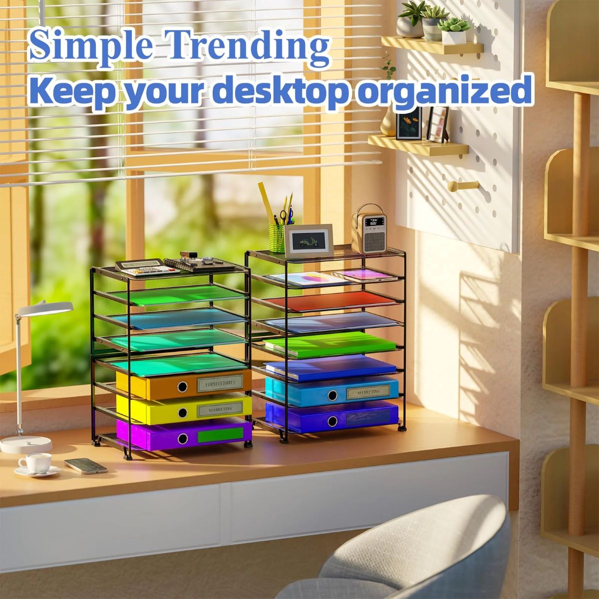 2 Pack 8-Tier Mesh Letter Tray Organizer for Office and School Desktops