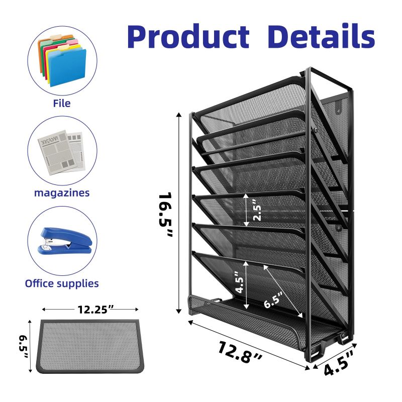 7-Tier Wall File Organizer with Mesh Design for Home and Office Storage