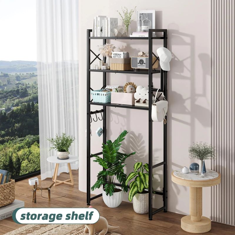 Heavy Duty 3-Tier Over The Toilet Storage Rack with Hooks and Paper Holder
