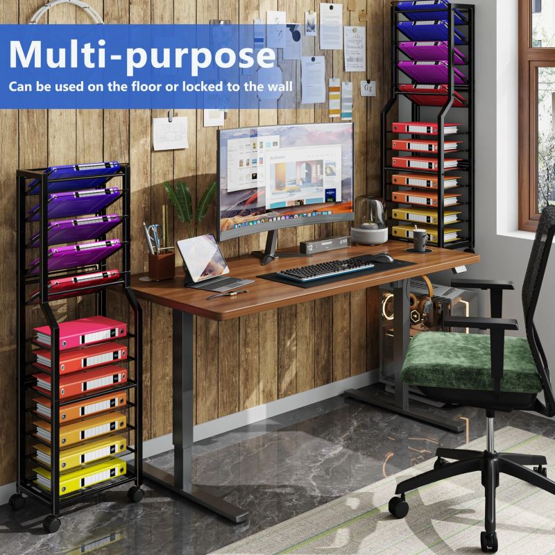 12-Tier Rolling File Cart - Multi-Functional Organizer with Sliding Trays