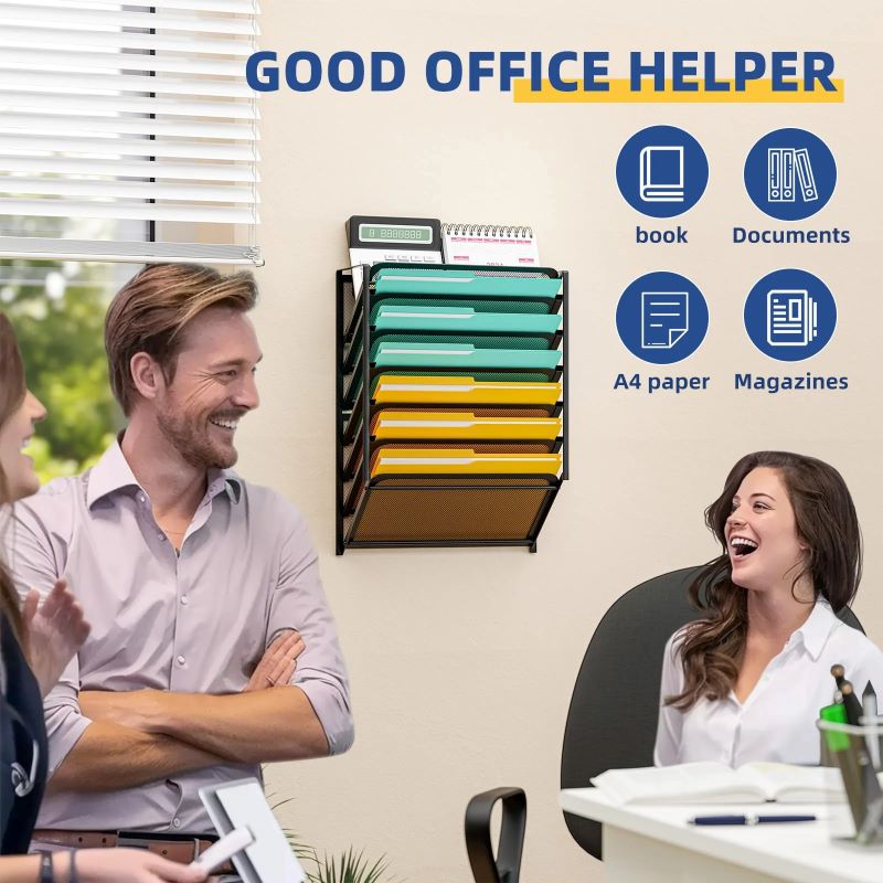 7-Pocket Mesh Wall File Organizer for Home, Office & School Storage