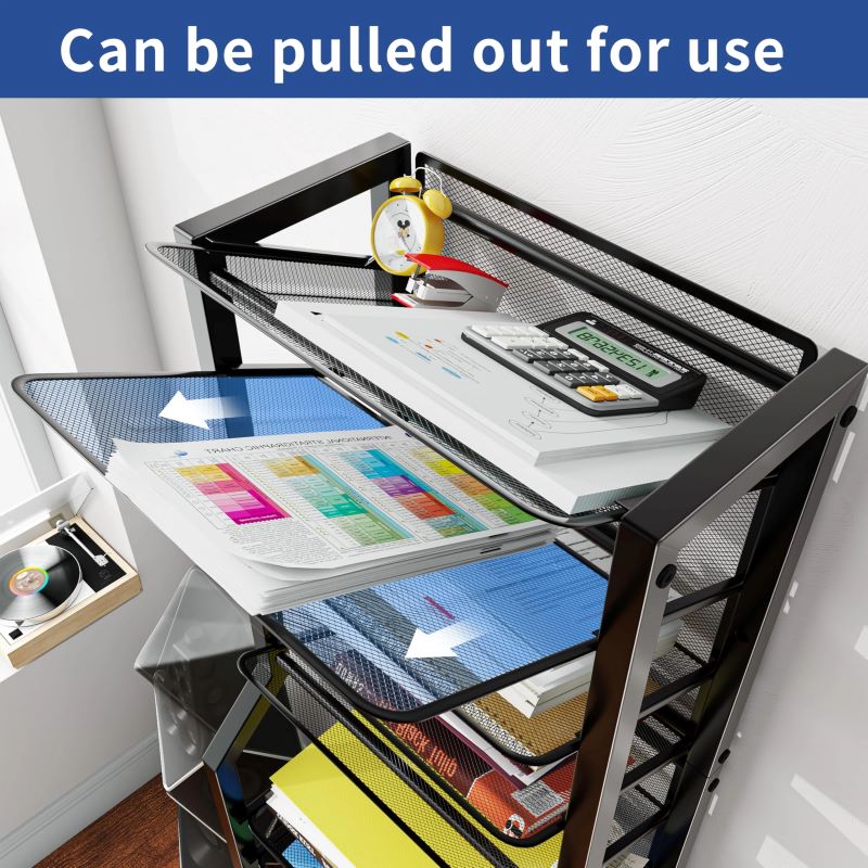 12-Tier Rolling File Cart - Multi-Functional Organizer with Sliding Trays