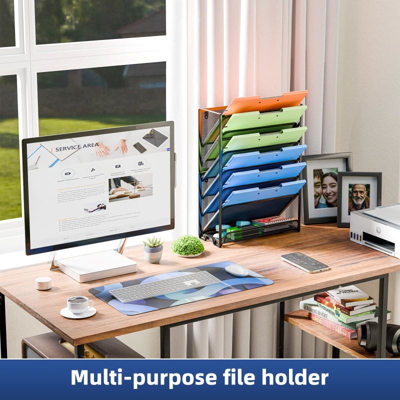 7-Tier Wall File Organizer with Mesh Design for Home and Office Storage