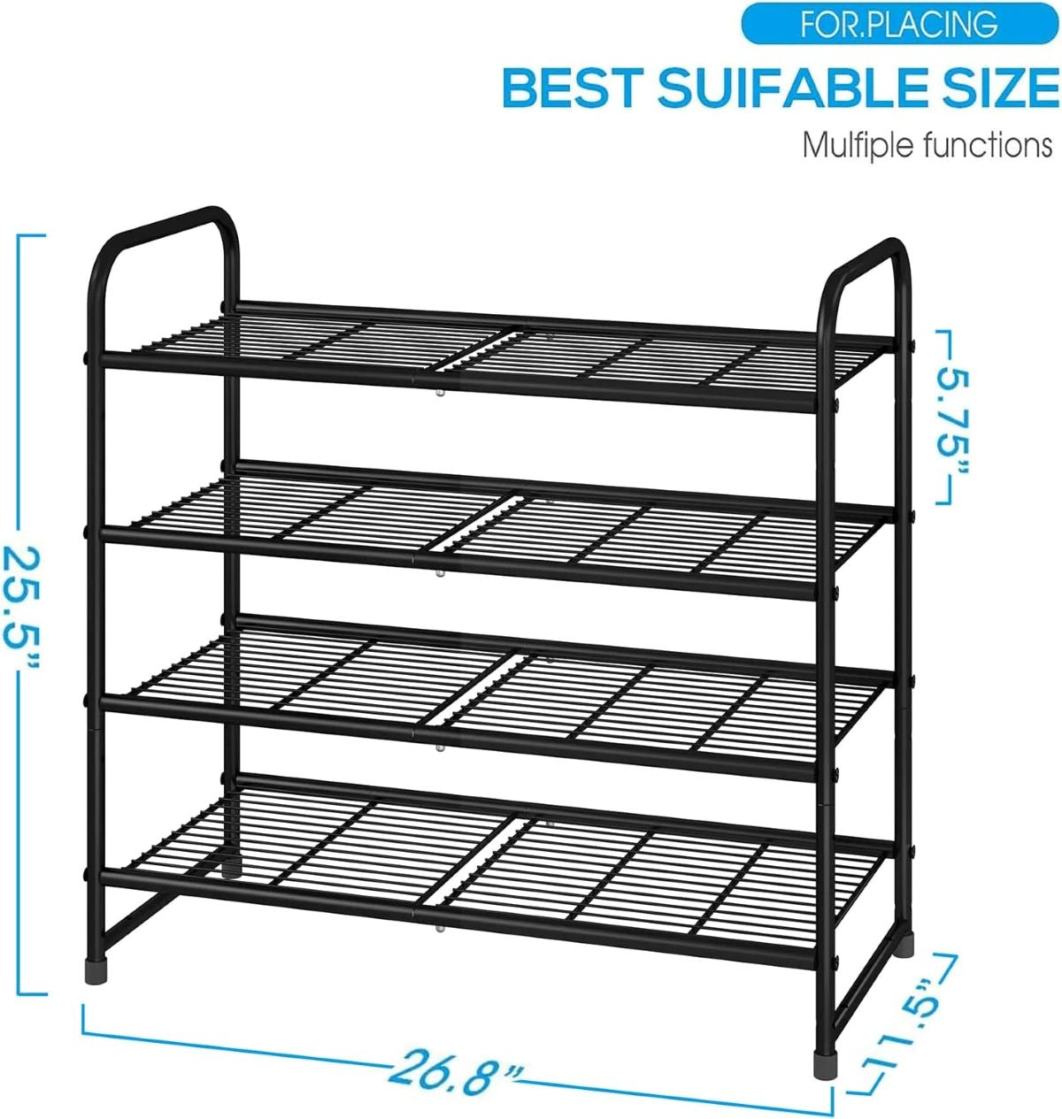 Expandable 4-Tier Shoe Rack: Adjustable Storage Organizer for 12-15 Pairs