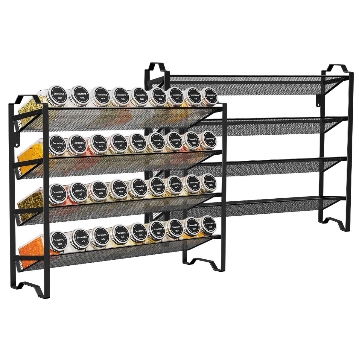 2-Pack 4 Tier Spice Rack Organizer - Stackable Kitchen Shelf for Jars