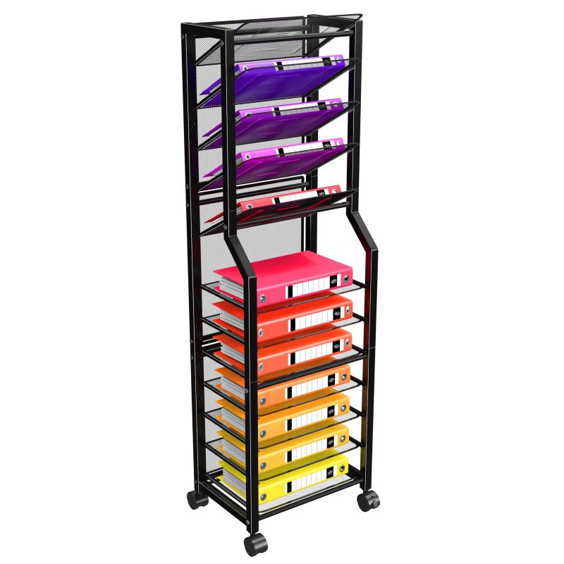 12-Tier Rolling File Cart - Multi-Functional Organizer with Sliding Trays