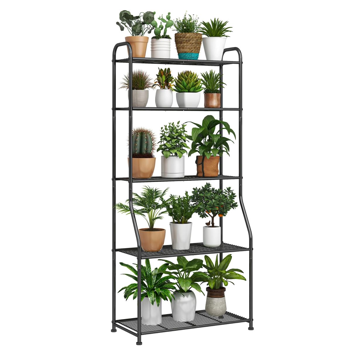 5-Tier Waterproof Metal Plant Stand - Indoor Outdoor Shelf for Home & Garden