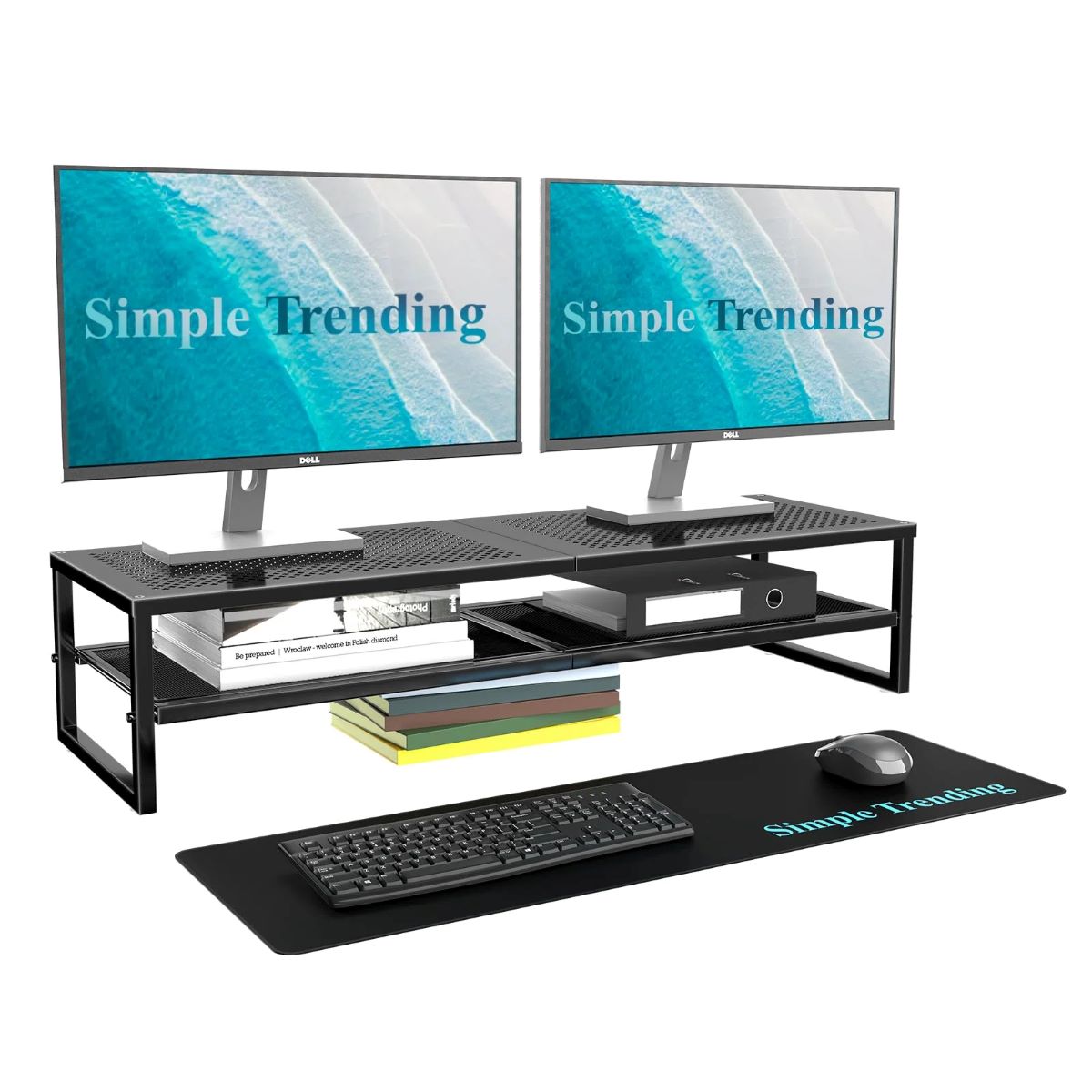 2-Tier Metal Dual Monitor Stand Riser with 32