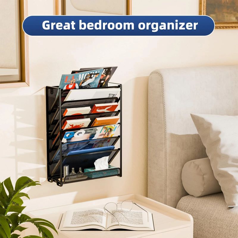 7-Tier Wall File Organizer with Mesh Design for Home and Office Storage