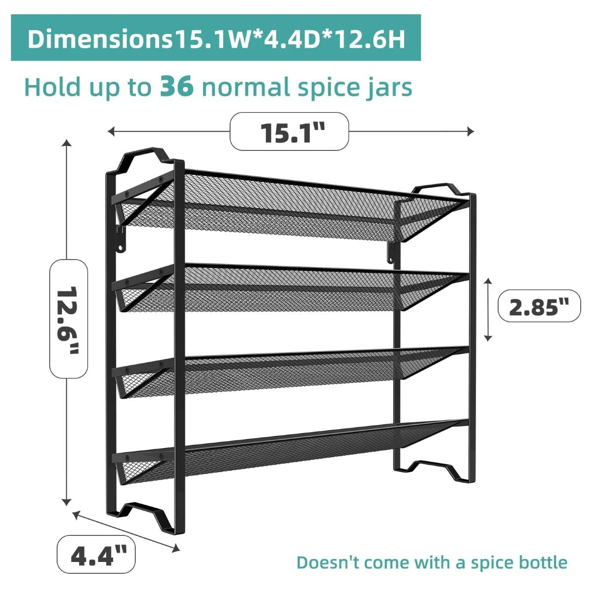 2-Pack 4 Tier Spice Rack Organizer - Stackable Kitchen Shelf for Jars