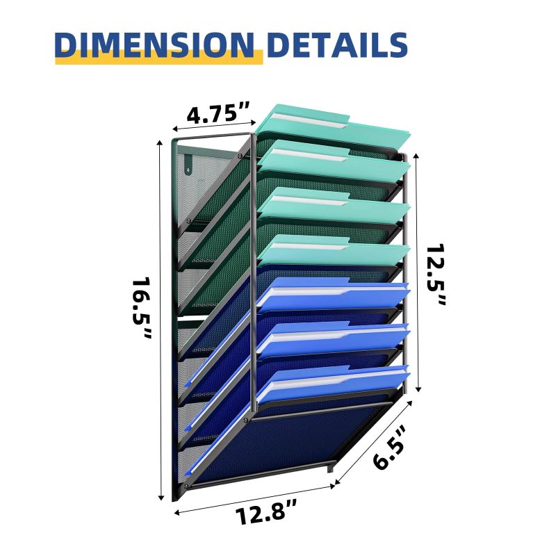 7-Pocket Mesh Wall File Organizer for Home, Office & School Storage