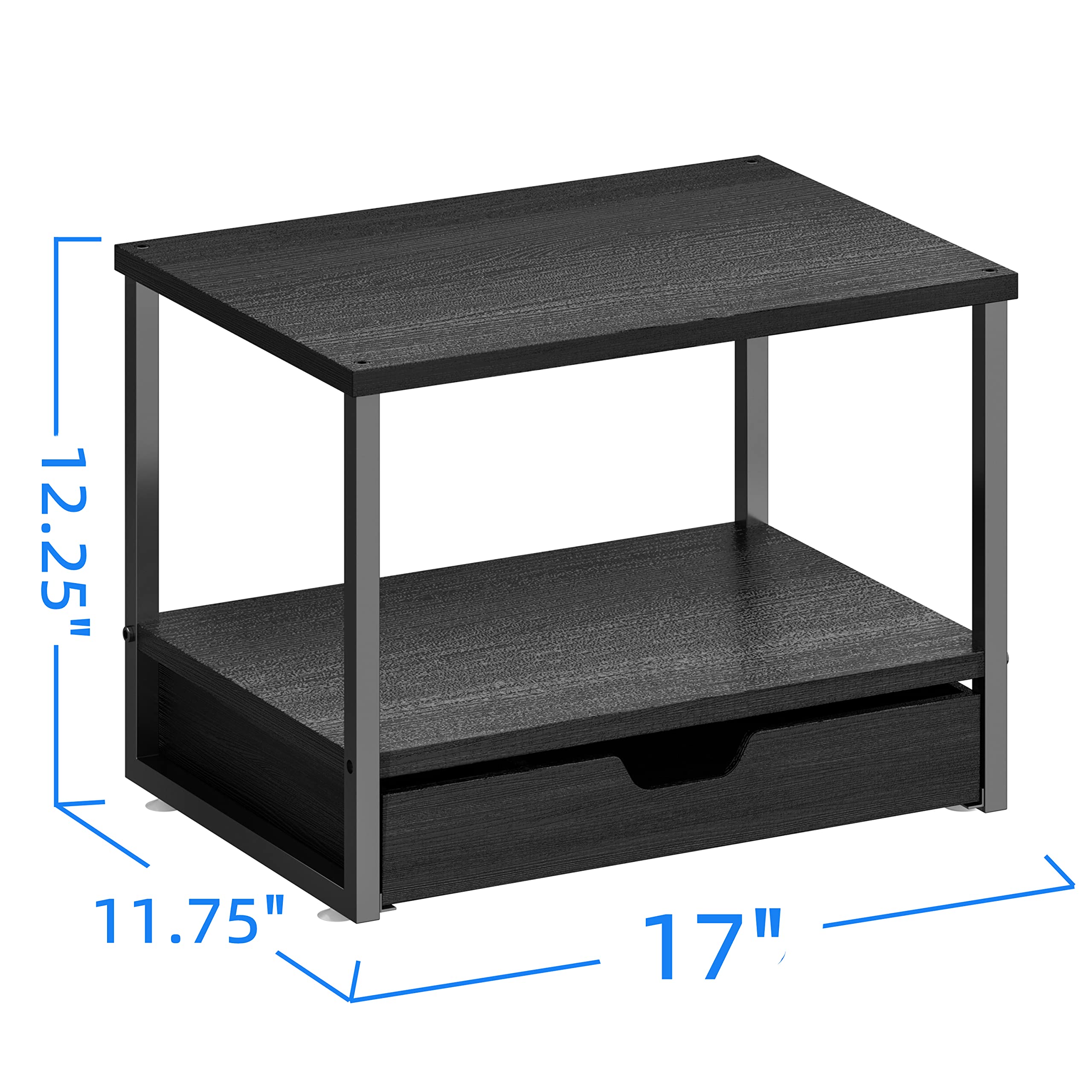 2 Tier Desktop Printer Stand with Sliding Drawer & Multi-Purpose Organizer