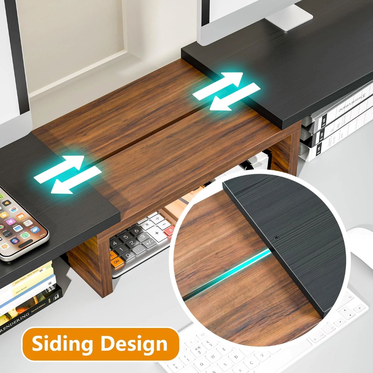 Adjustable Monitor Stand Riser with Drawer and 3 Shelves for Desk Organization