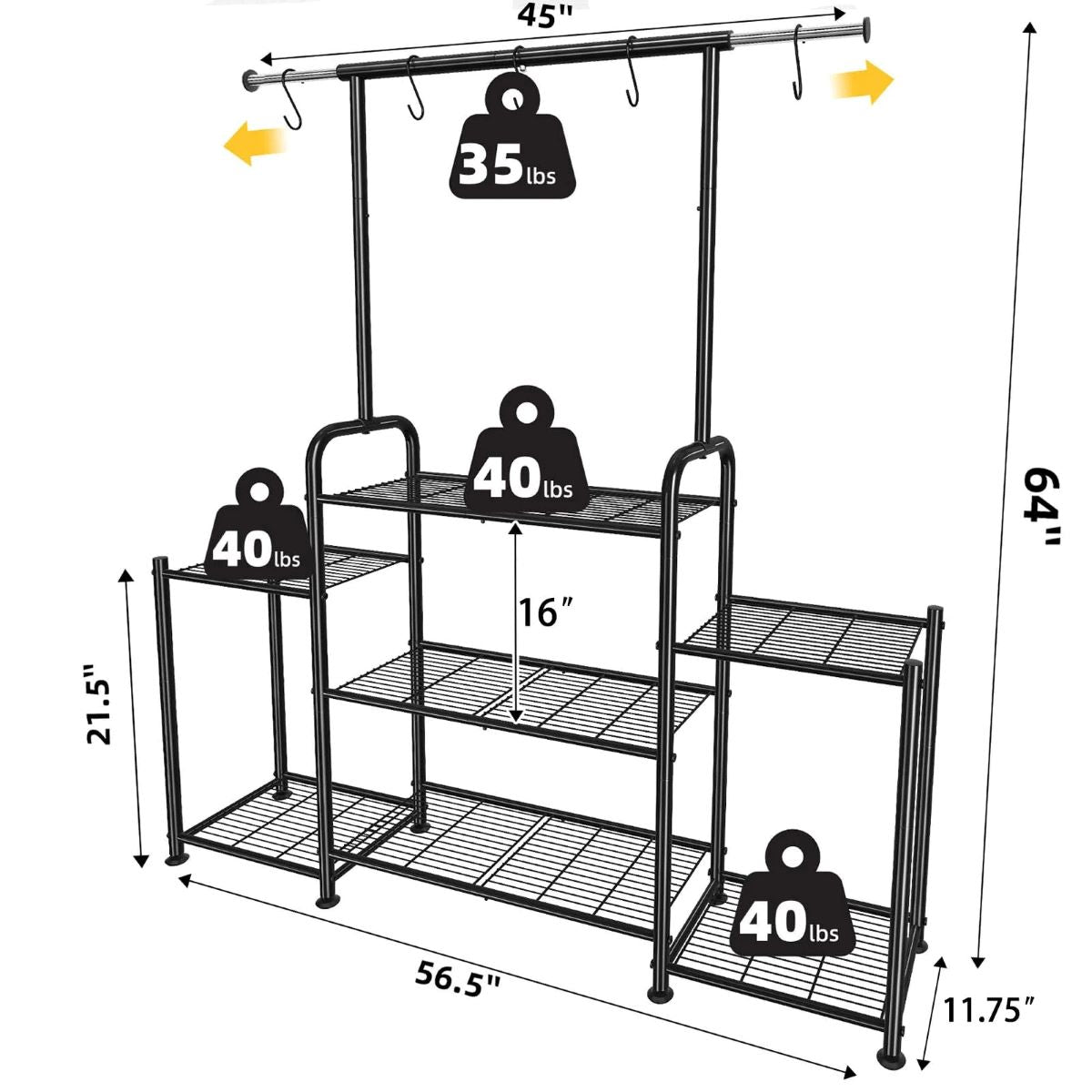 Heavy Duty 3-Tier Metal Plant Stand for Indoor/Outdoor Use, Black