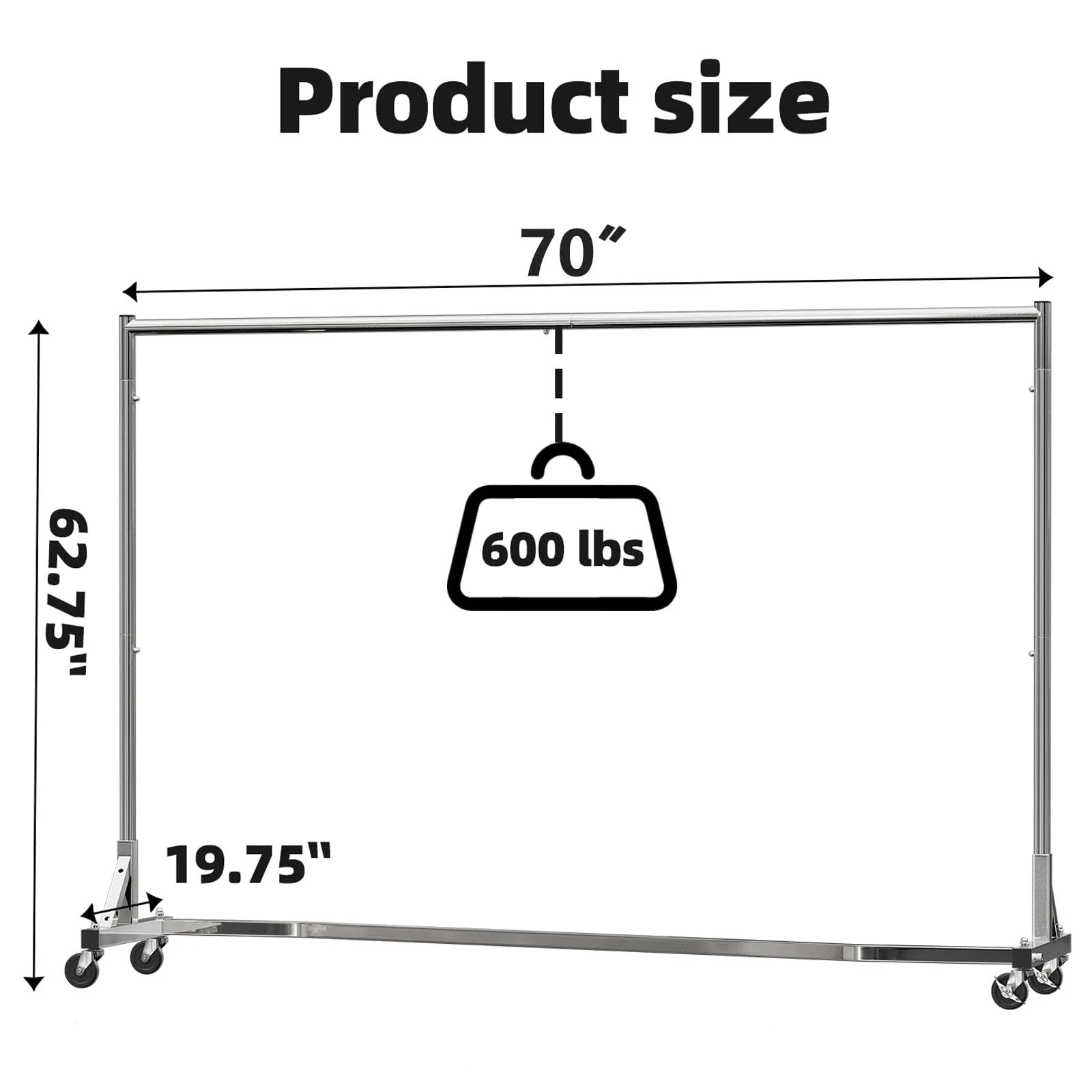 Industrial Grade Z-Base 70in extra long Clothes Garment Rack, Commerci ...